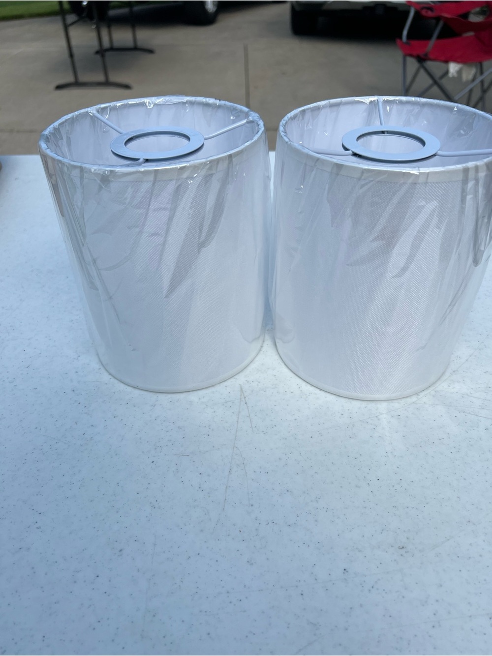 Pair of White Drum Lamp Shades - Set of 2